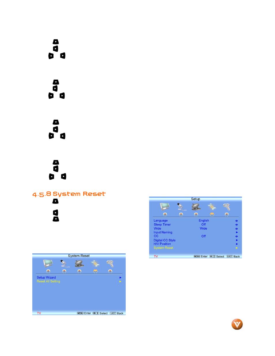 8 system reset | Weider LCD VW46L User Manual | Page 50 / 75