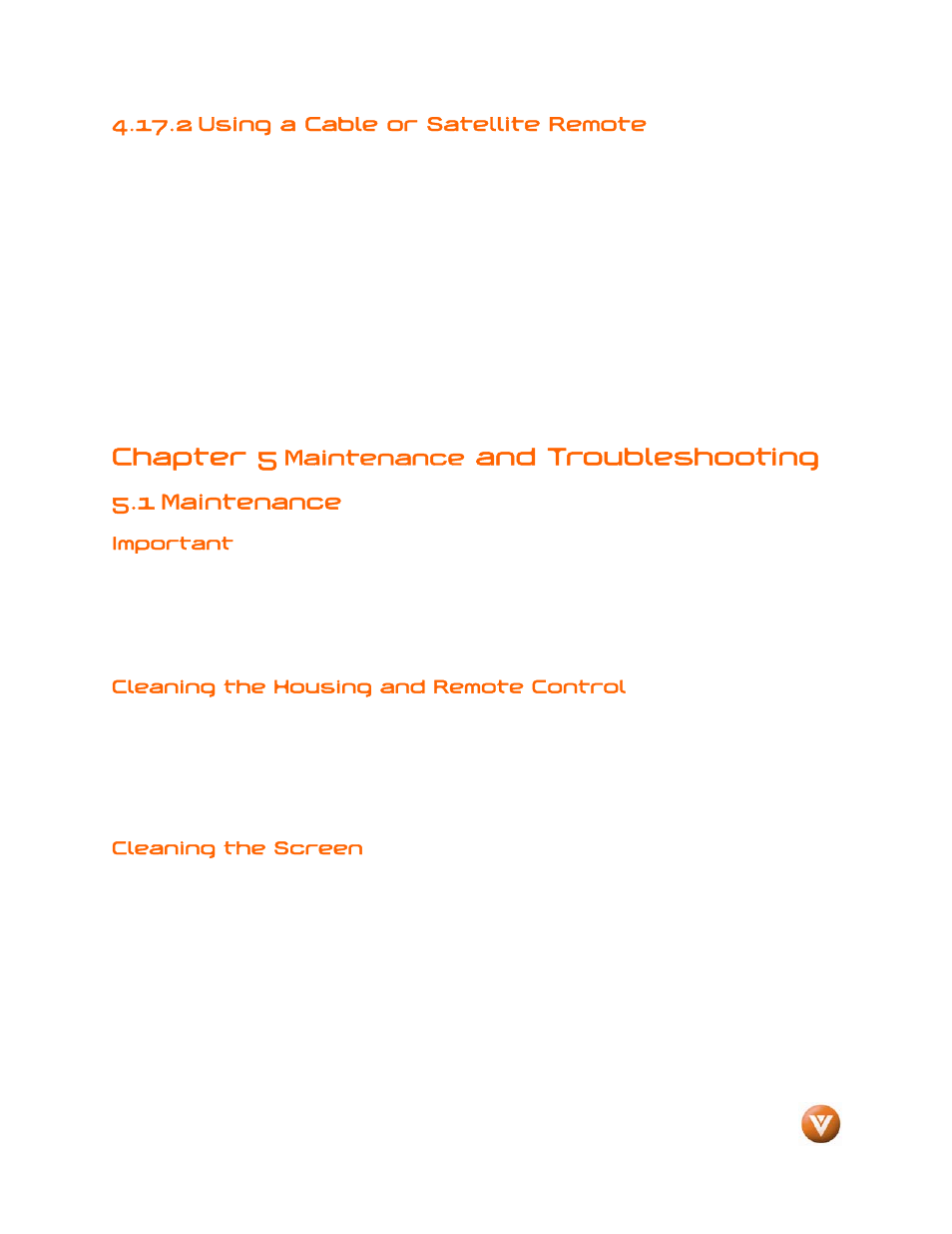 Chapter 5, And troubleshooting, Maintenance | 1 maintenance, 2 using a cable or satellite remote | Weider LCD VW46L User Manual | Page 64 / 75