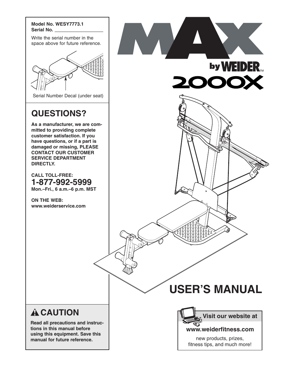 Weider 2000X WESY7773.1 User Manual | 24 pages