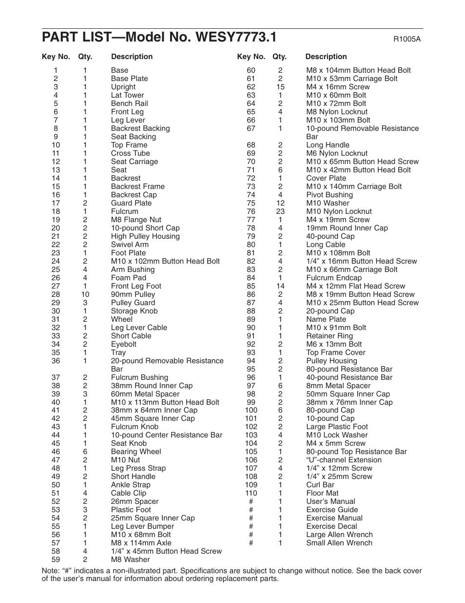 Weider 2000X WESY7773.1 User Manual | Page 22 / 24