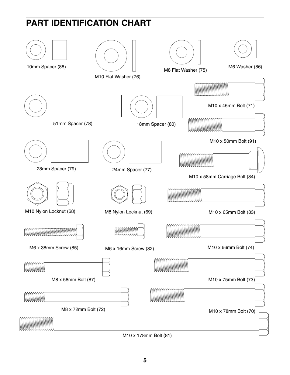 Part identification chart | Weider WEBE34110 User Manual | Page 5 / 22