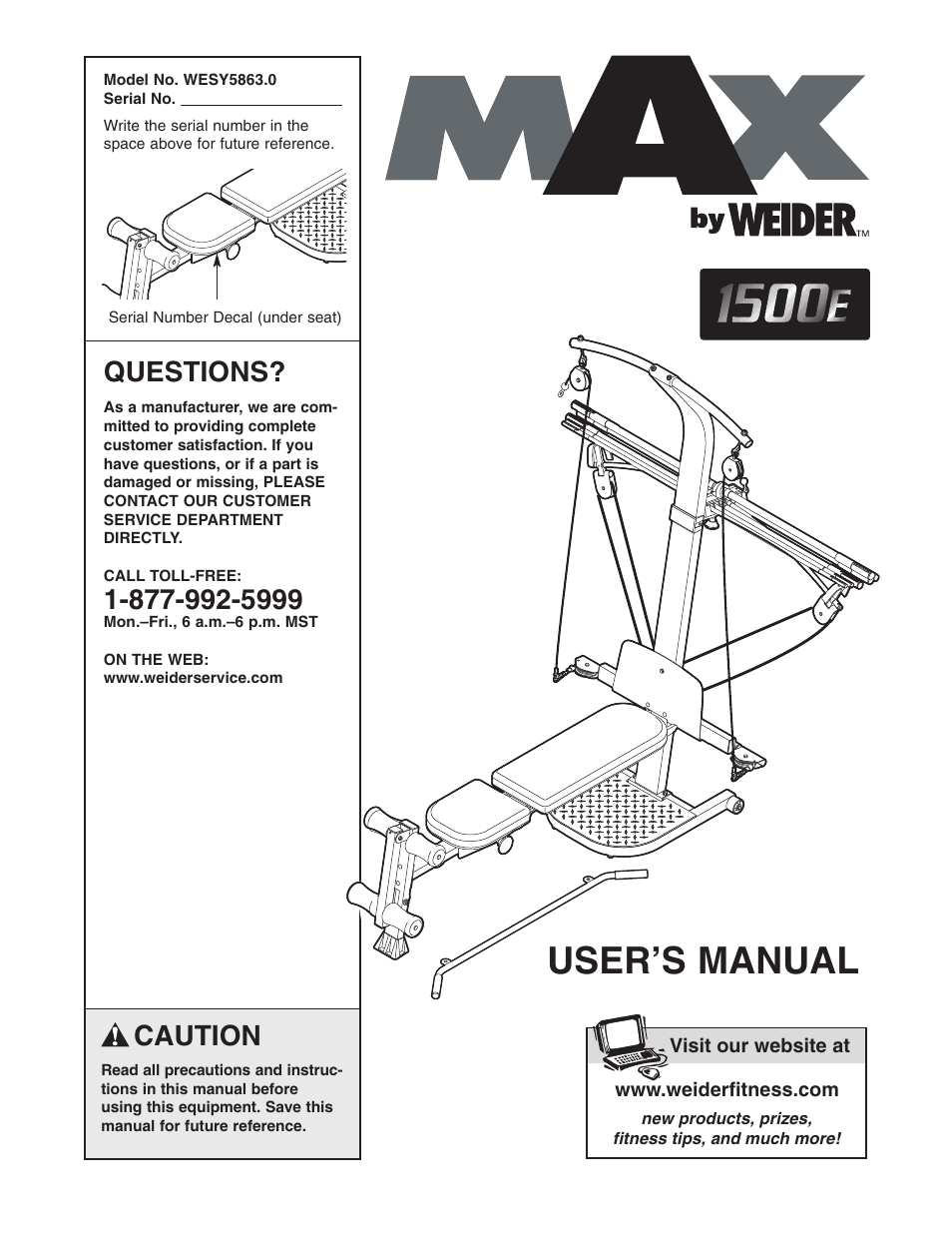 Weider WESY5863.0 User Manual | 24 pages