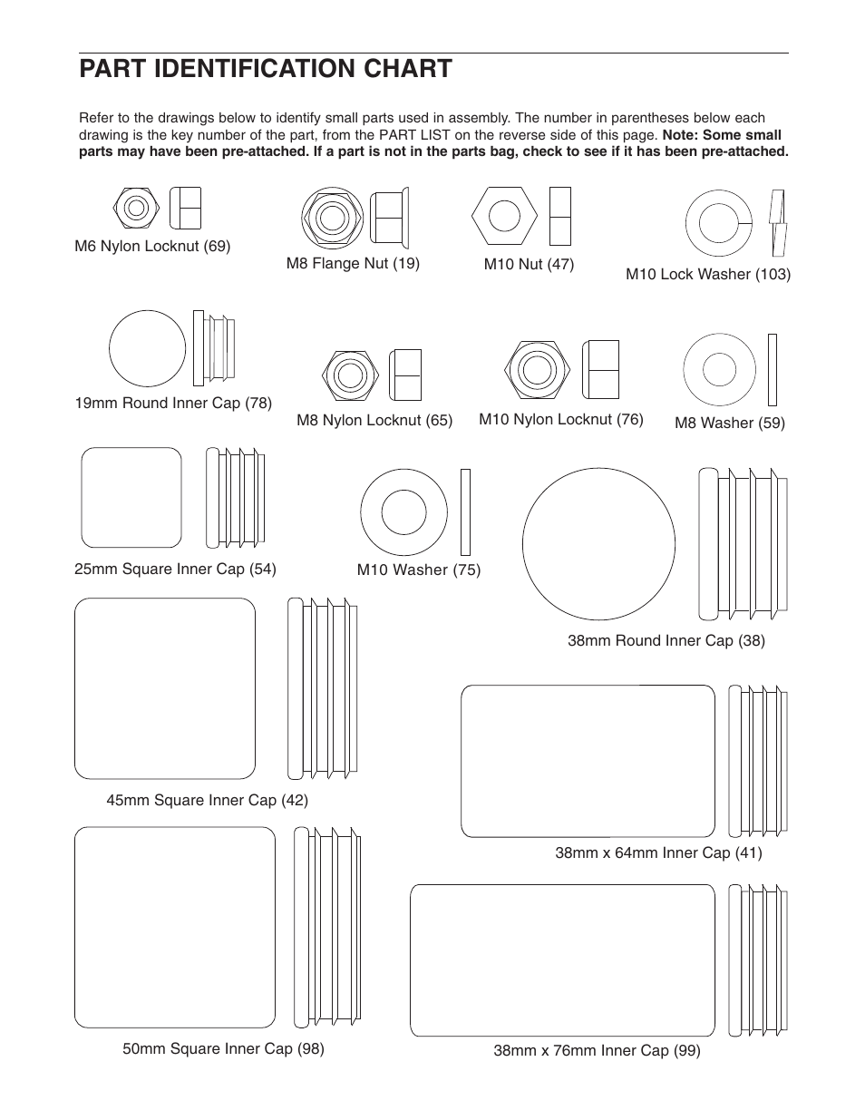 Part identification chart | Weider WESY5863.0 User Manual | Page 20 / 24