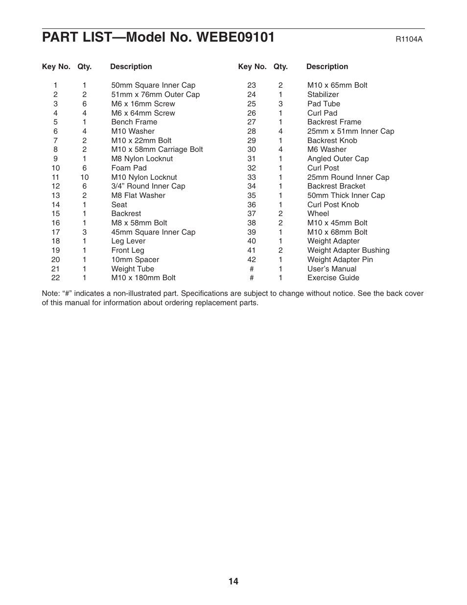 Weider Pro XT20 WEBE09101 User Manual | Page 14 / 16