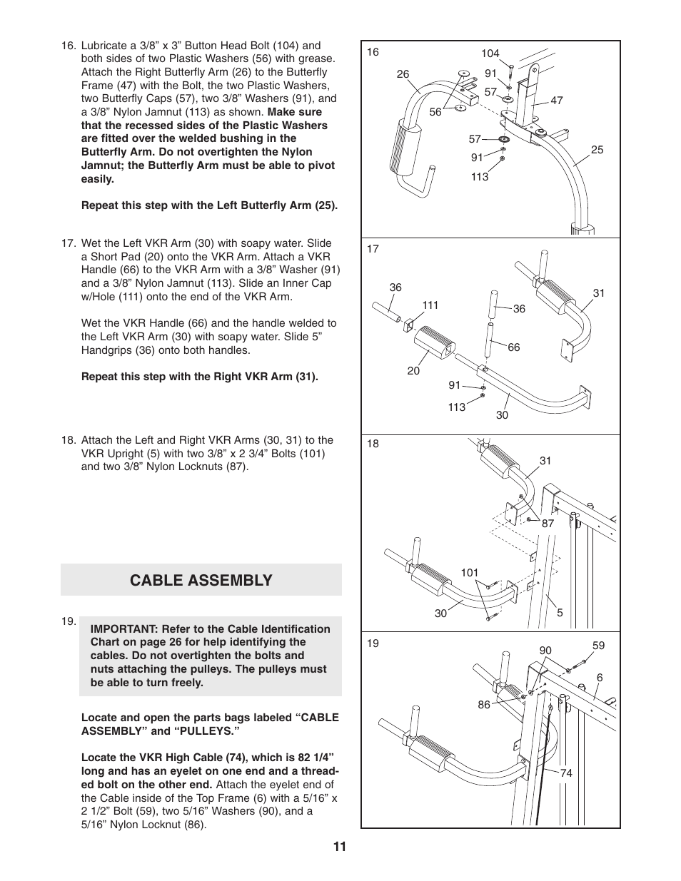 Cable assembly | Weider WESY38320 User Manual | Page 11 / 33