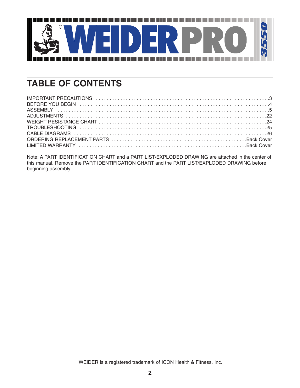 Weider WESY38320 User Manual | Page 2 / 33