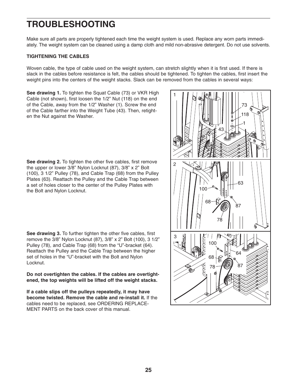 Troubleshooting | Weider WESY38320 User Manual | Page 25 / 33