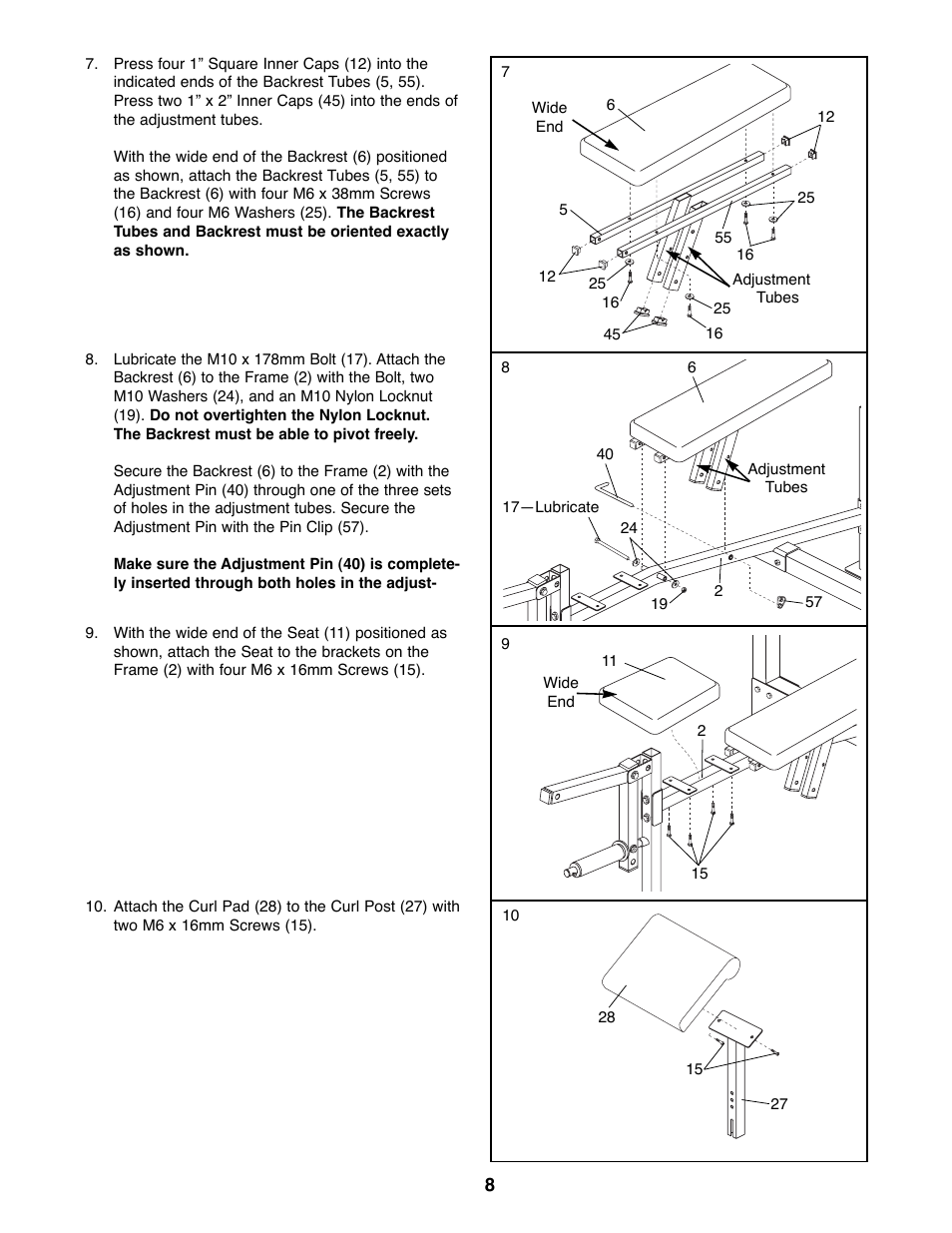 Weider WEBE17100 User Manual | Page 8 / 20