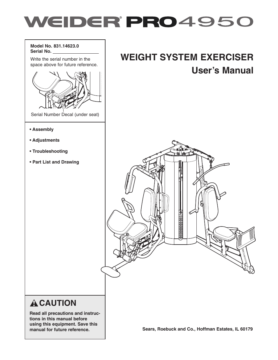 Weider Pro 4950 831.14623.0 User Manual | 44 pages