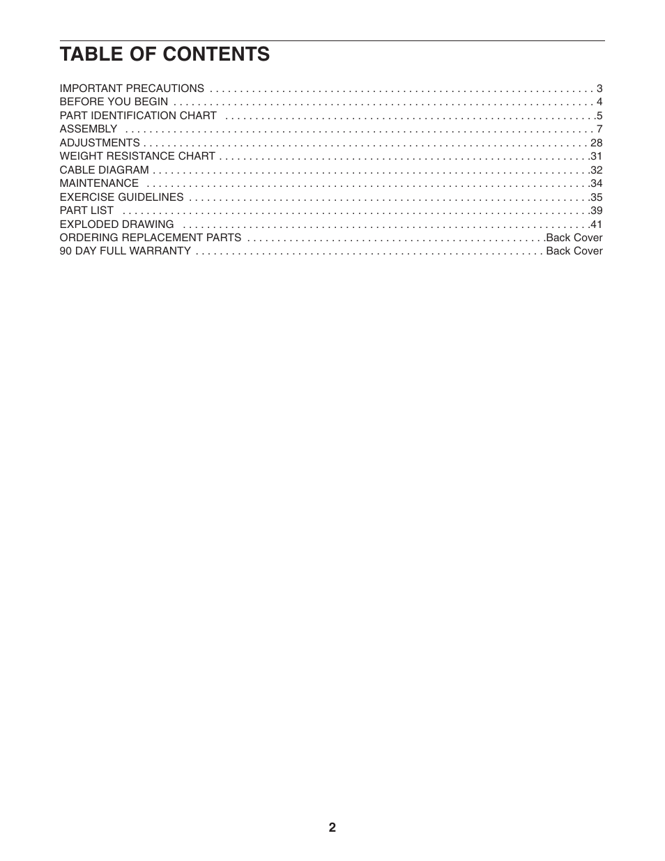 Weider Pro 4950 831.14623.0 User Manual | Page 2 / 44