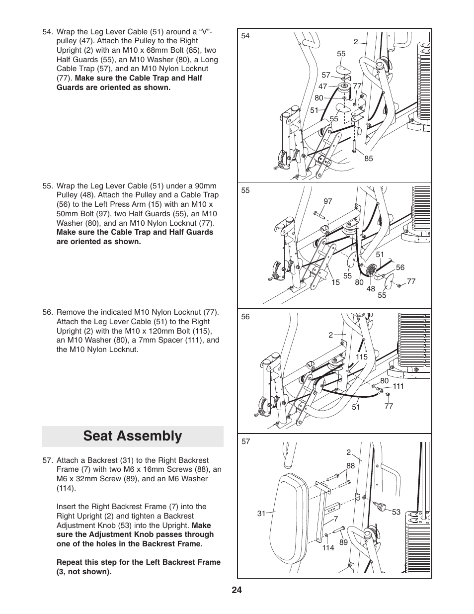 Seat assembly | Weider Pro 4950 831.14623.0 User Manual | Page 24 / 44