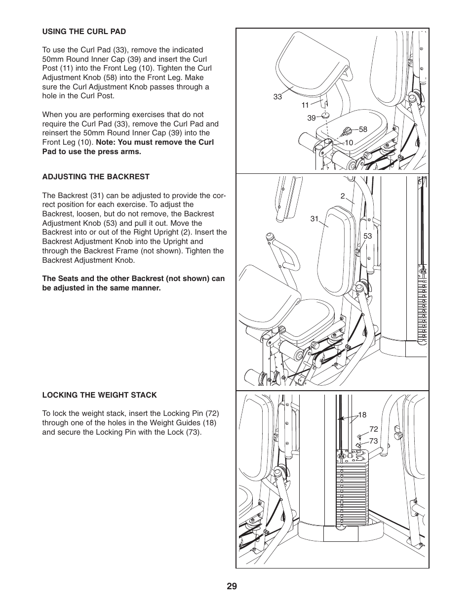Weider Pro 4950 831.14623.0 User Manual | Page 29 / 44