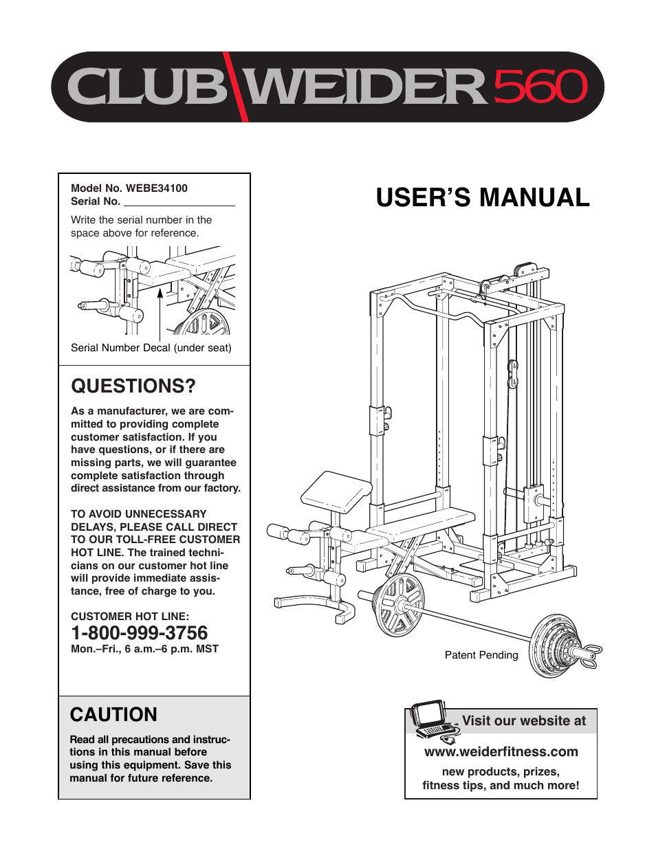Weider WEBE34100 User Manual | 23 pages