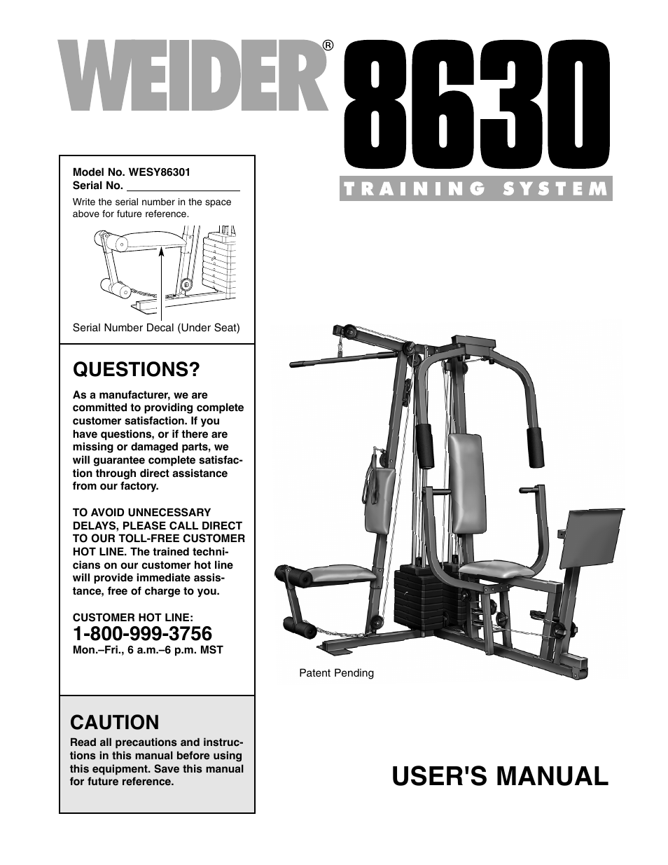 Weider WESY86301 User Manual | 33 pages