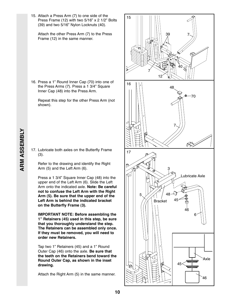 Arm assembl y | Weider WESY86301 User Manual | Page 10 / 33