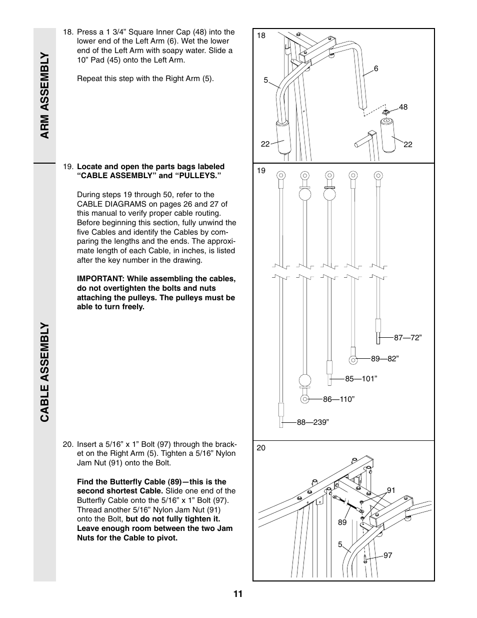 Cable assembl y arm assembl y | Weider WESY86301 User Manual | Page 11 / 33