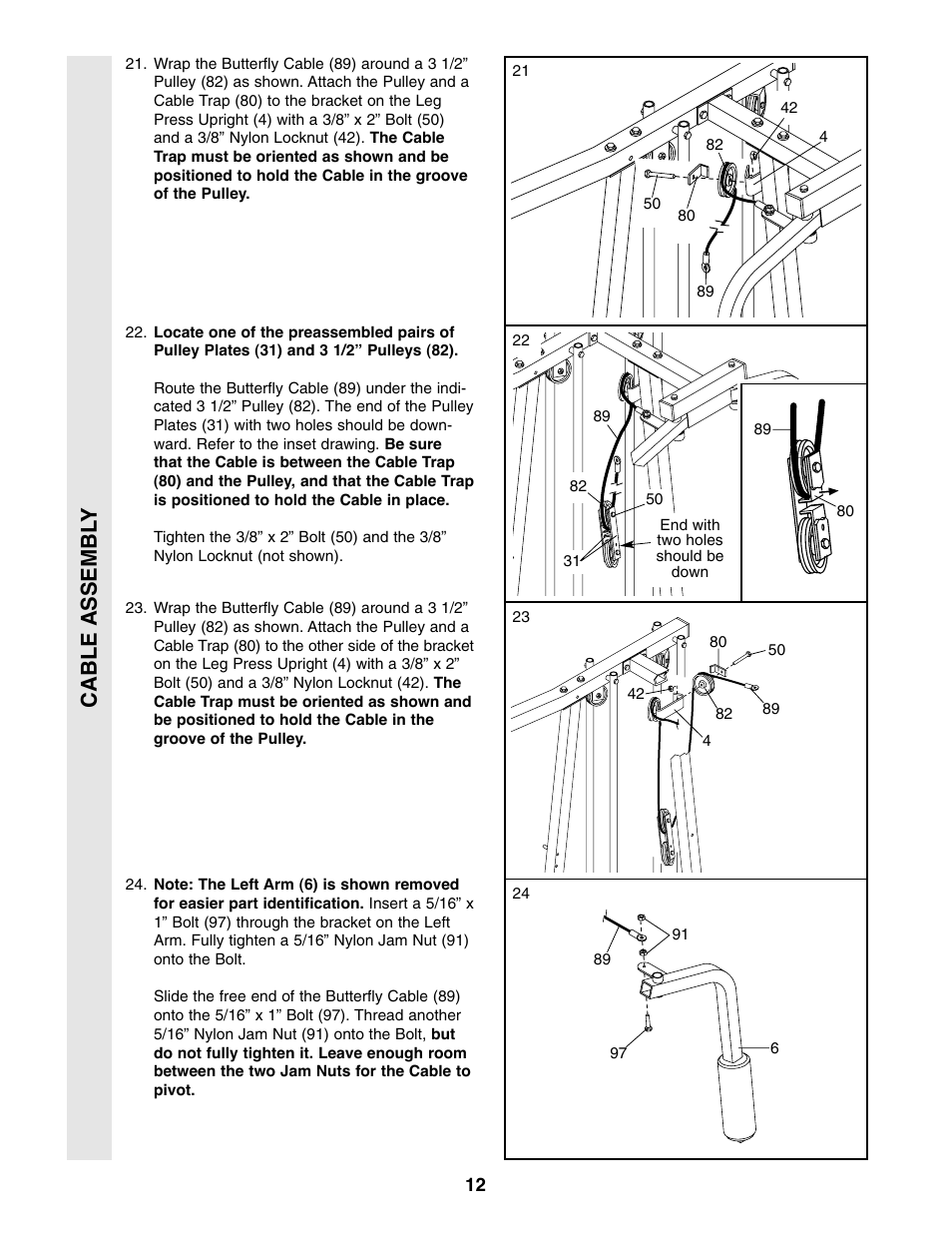 Cable assembl y | Weider WESY86301 User Manual | Page 12 / 33