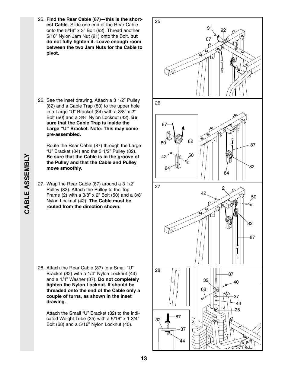 Cable assembl y | Weider WESY86301 User Manual | Page 13 / 33
