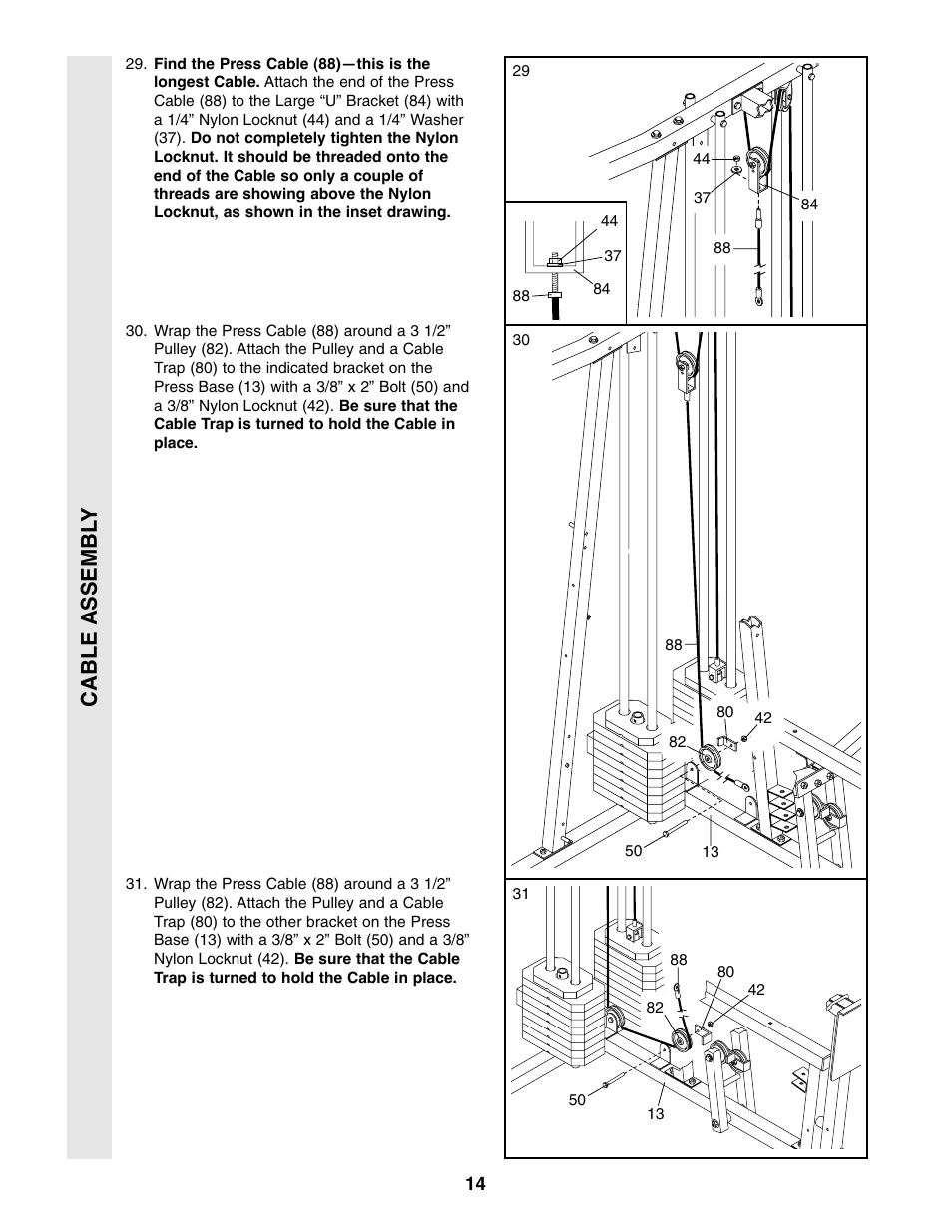 Cable assembl y | Weider WESY86301 User Manual | Page 14 / 33