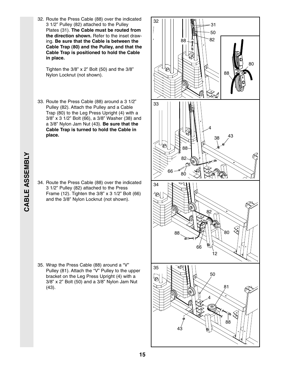 Cable assembl y | Weider WESY86301 User Manual | Page 15 / 33