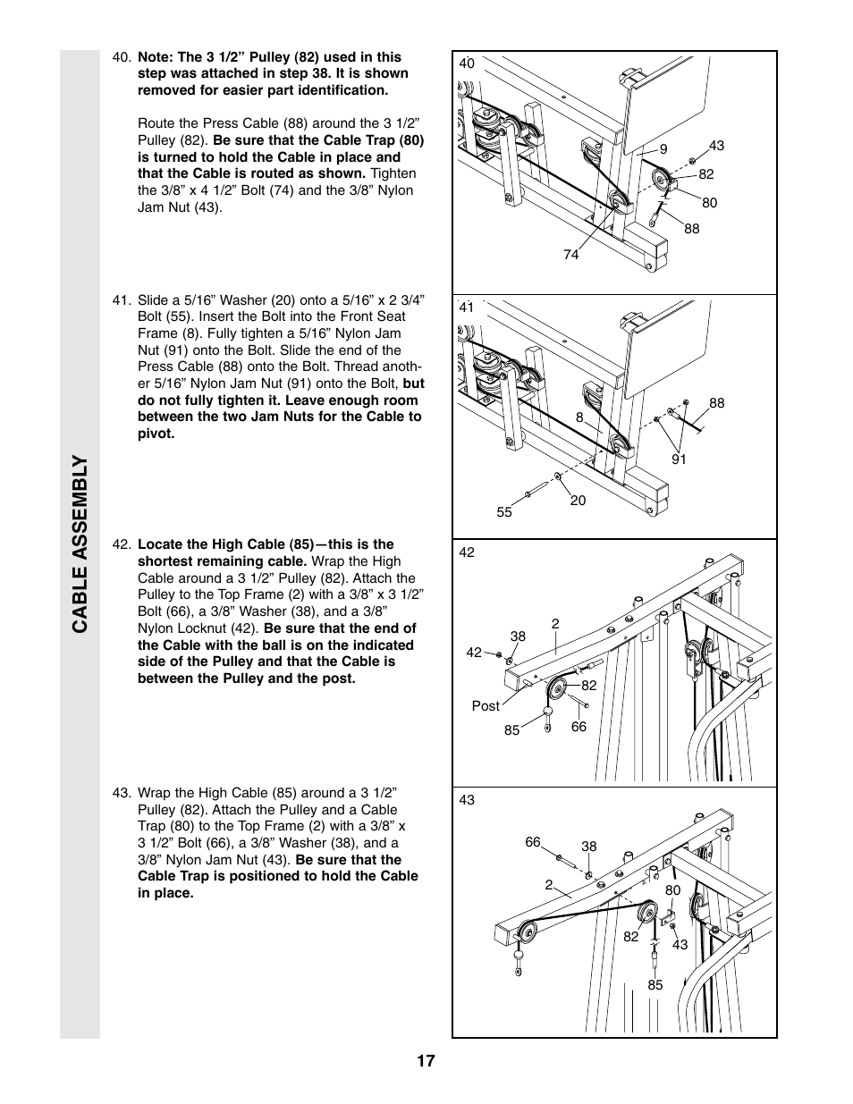 Cable assembl y | Weider WESY86301 User Manual | Page 17 / 33
