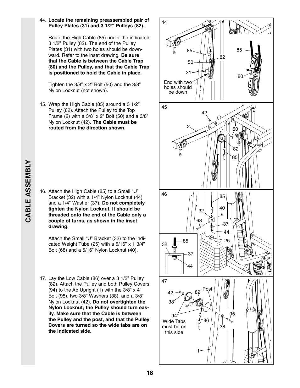 Cable assembl y | Weider WESY86301 User Manual | Page 18 / 33