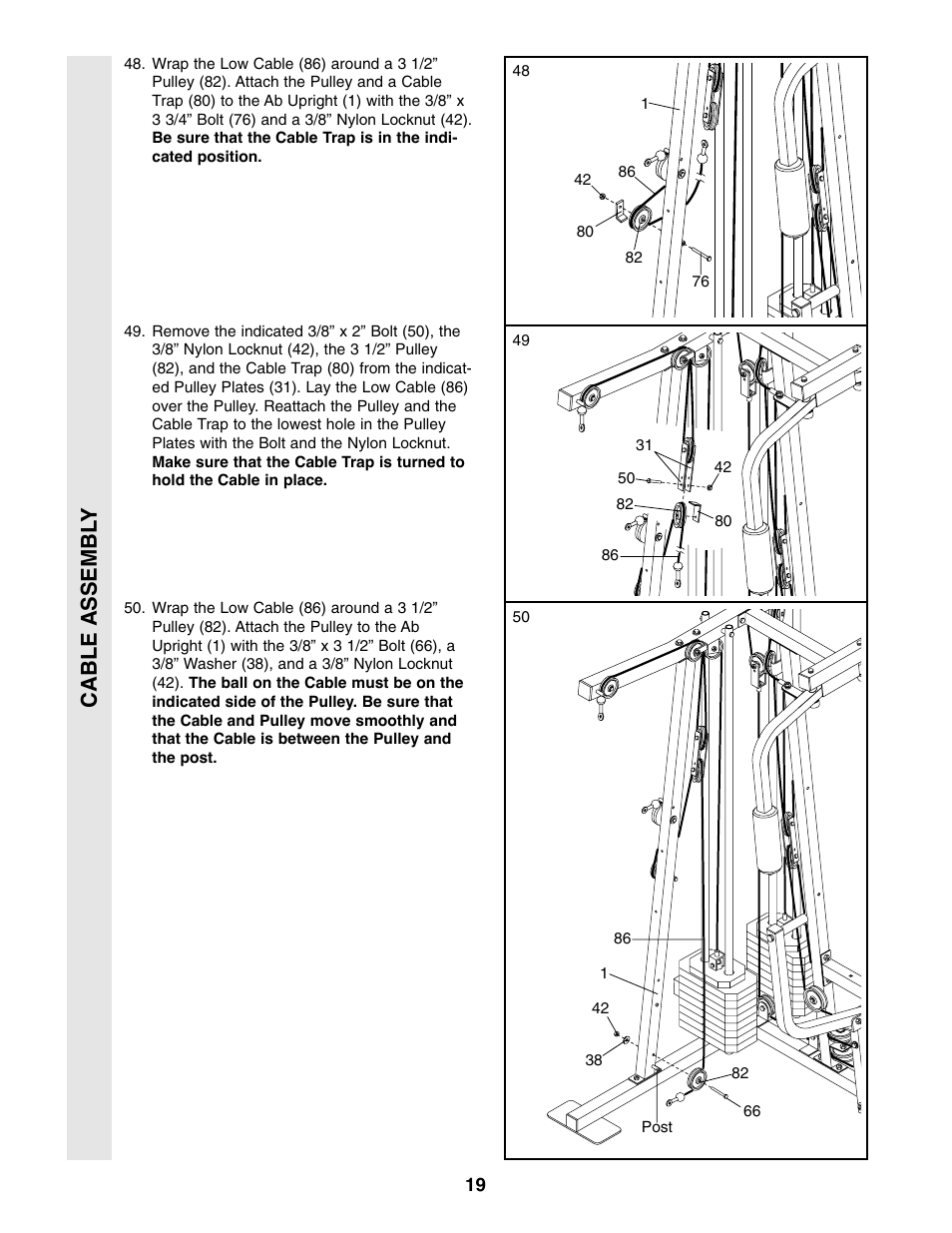 Cable assembl y | Weider WESY86301 User Manual | Page 19 / 33