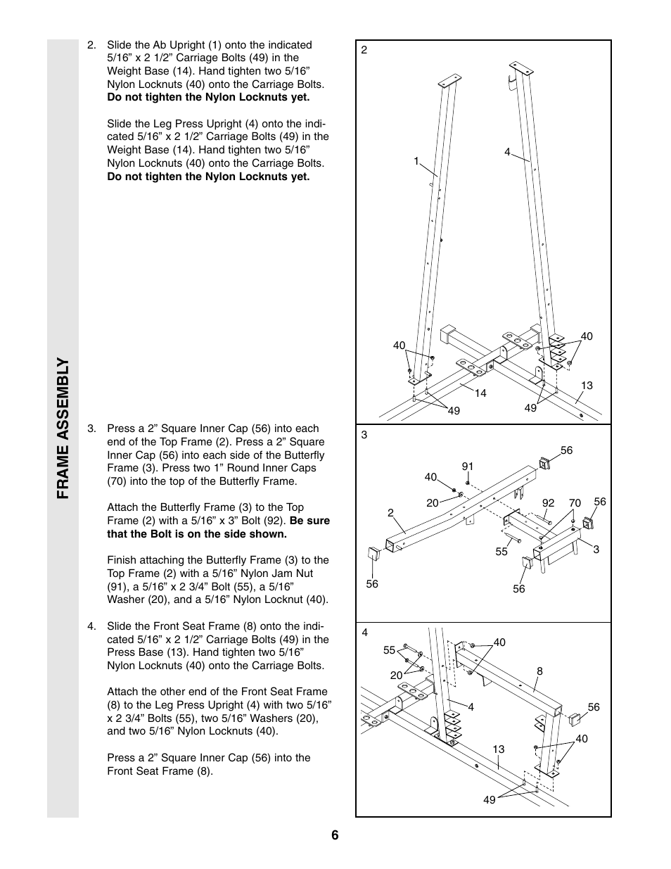 Frame assembl y | Weider WESY86301 User Manual | Page 6 / 33