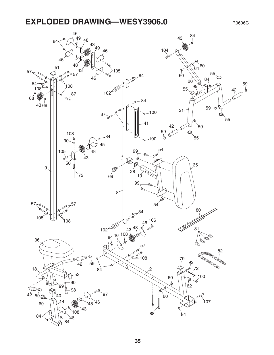 Weider club 4870 WESY3906.0 User Manual | Page 35 / 36