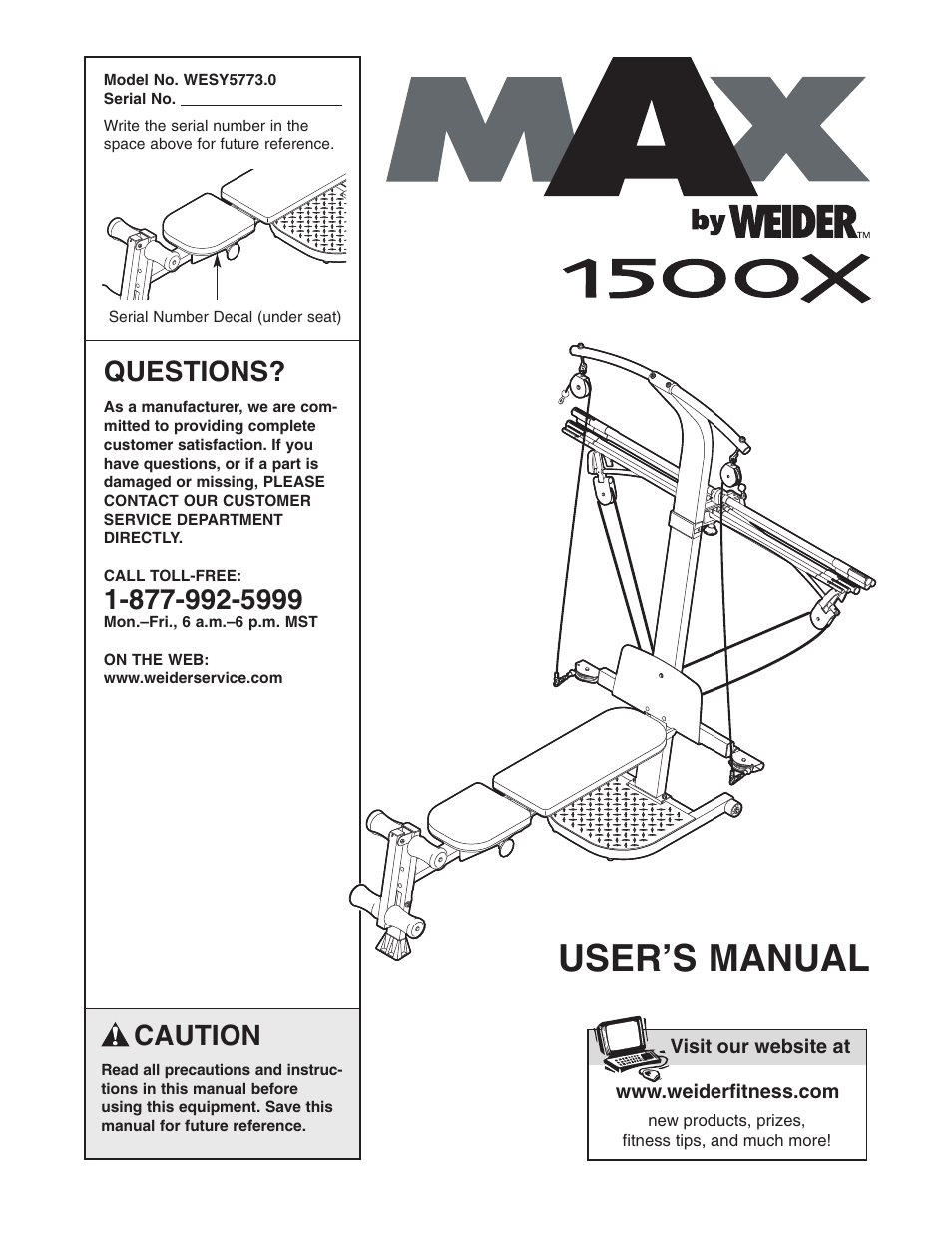 Weider WESY5773.0 User Manual | 24 pages