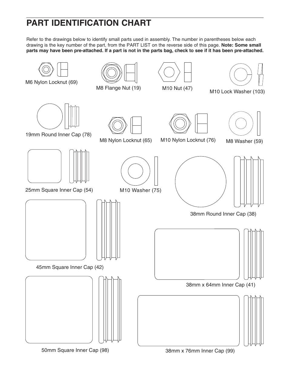 Part identification chart | Weider WESY5773.0 User Manual | Page 20 / 24