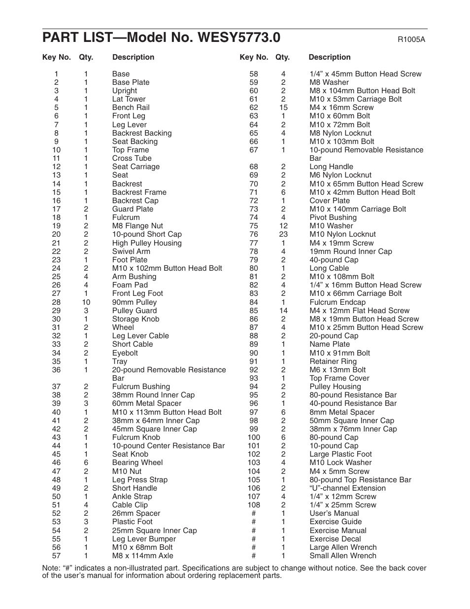 Weider WESY5773.0 User Manual | Page 22 / 24