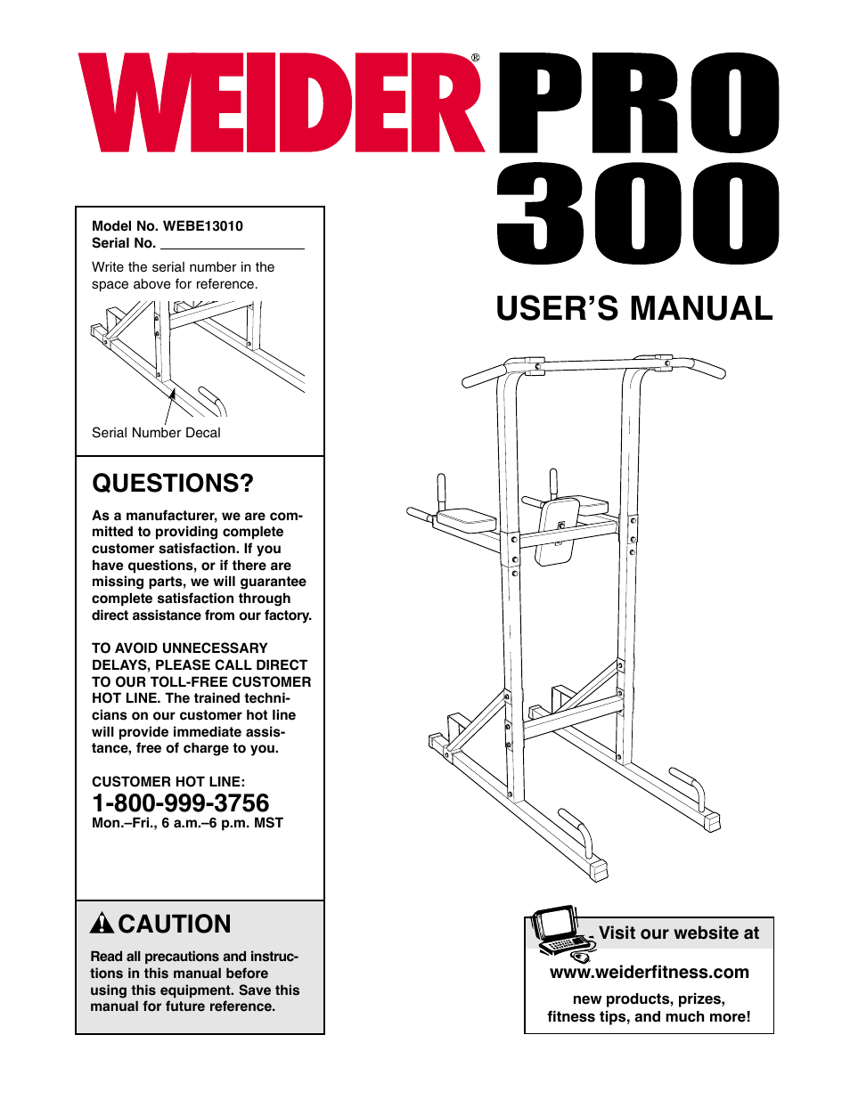 Weider WEBE13010 User Manual | 16 pages