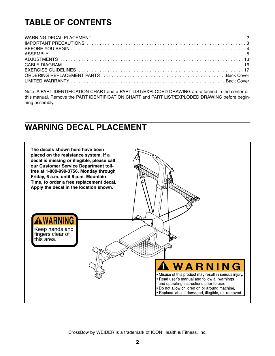 Weider WESY59930 User Manual | Page 2 / 24