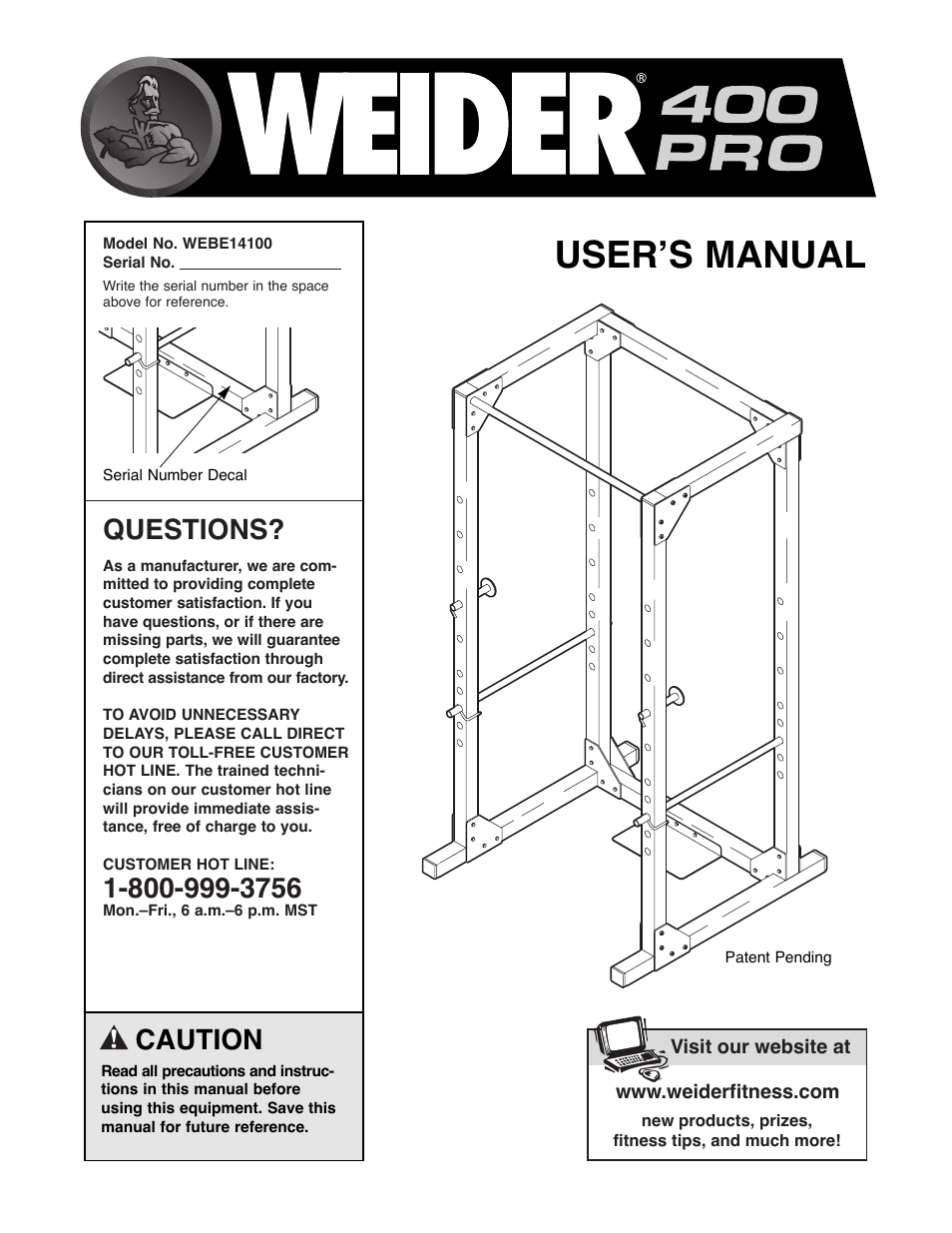 Weider WEBE14100 User Manual | 12 pages
