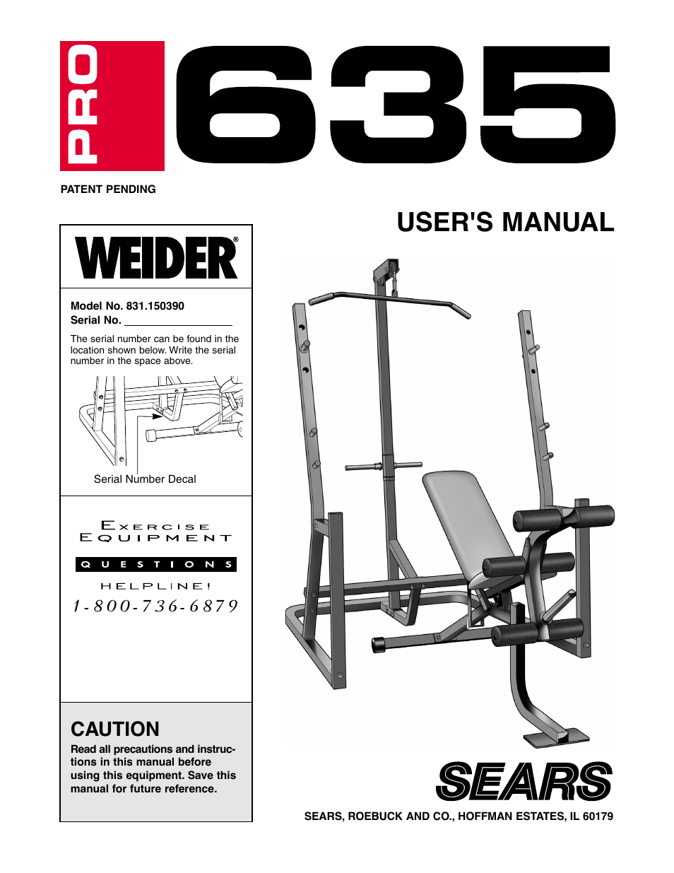Weider 831.150390 User Manual | 22 pages