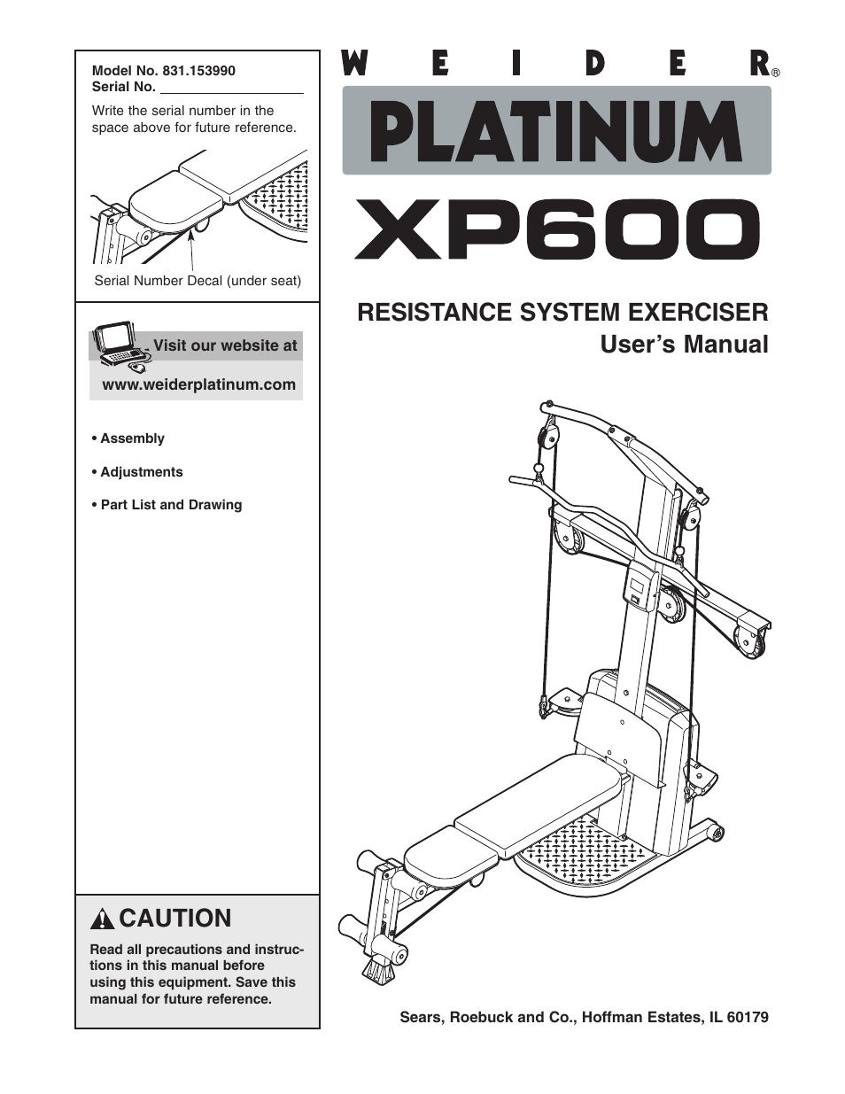 Weider 831.153990 User Manual | 27 pages