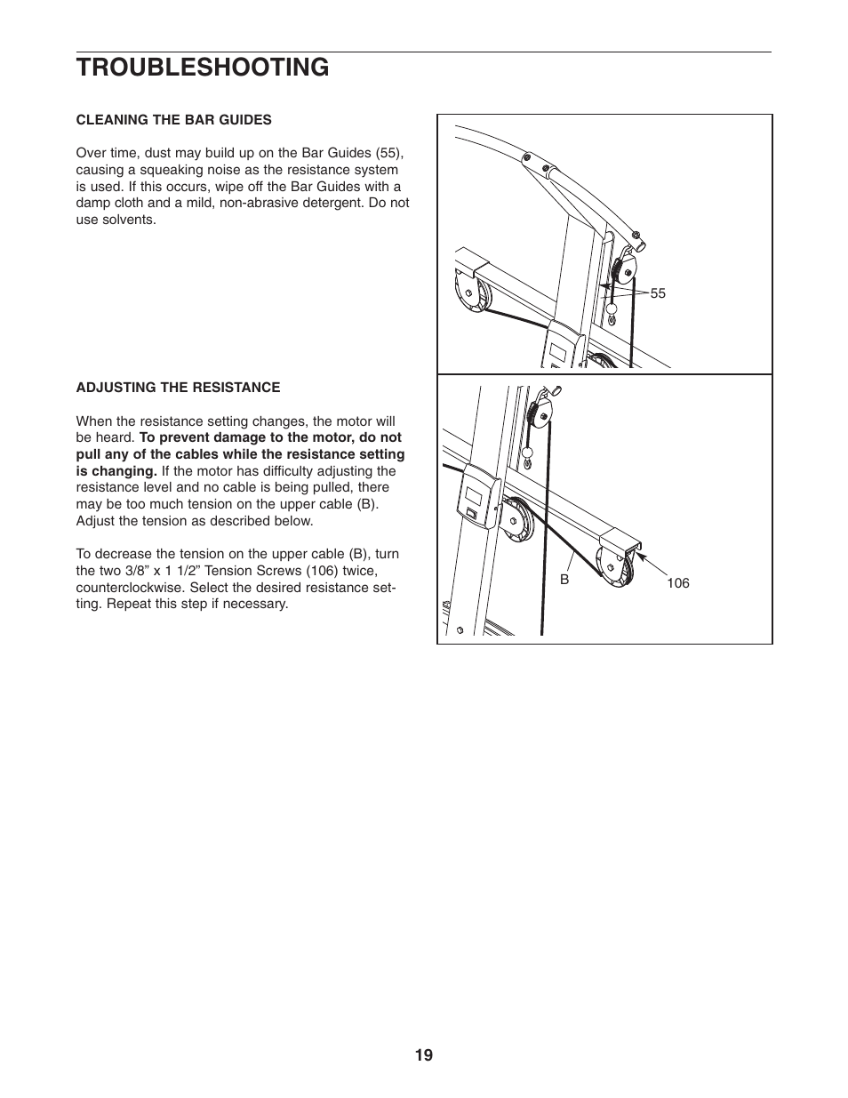 Troubleshooting | Weider PLATINUM 600 User Manual | Page 19 / 27