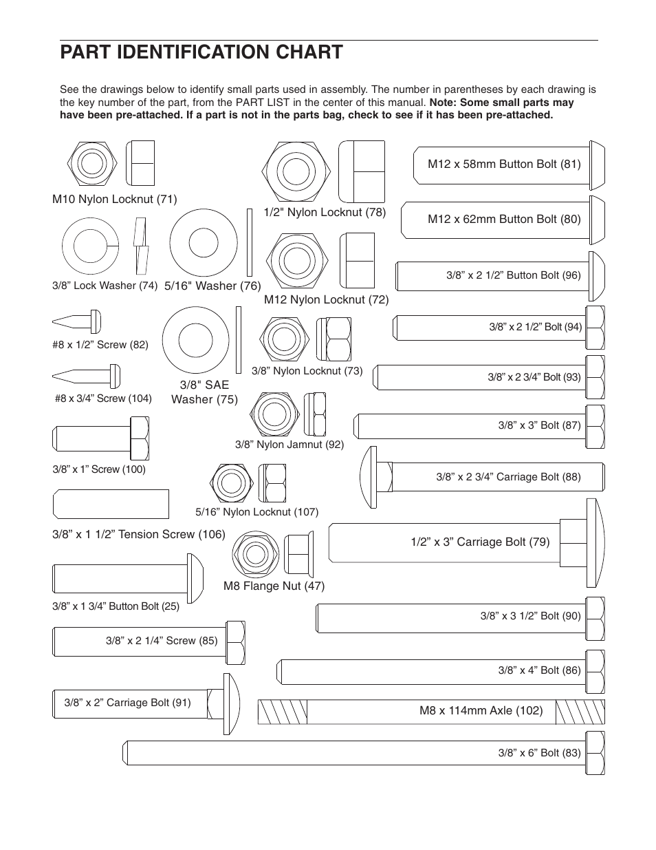 Part identification chart | Weider PLATINUM 600 User Manual | Page 24 / 27