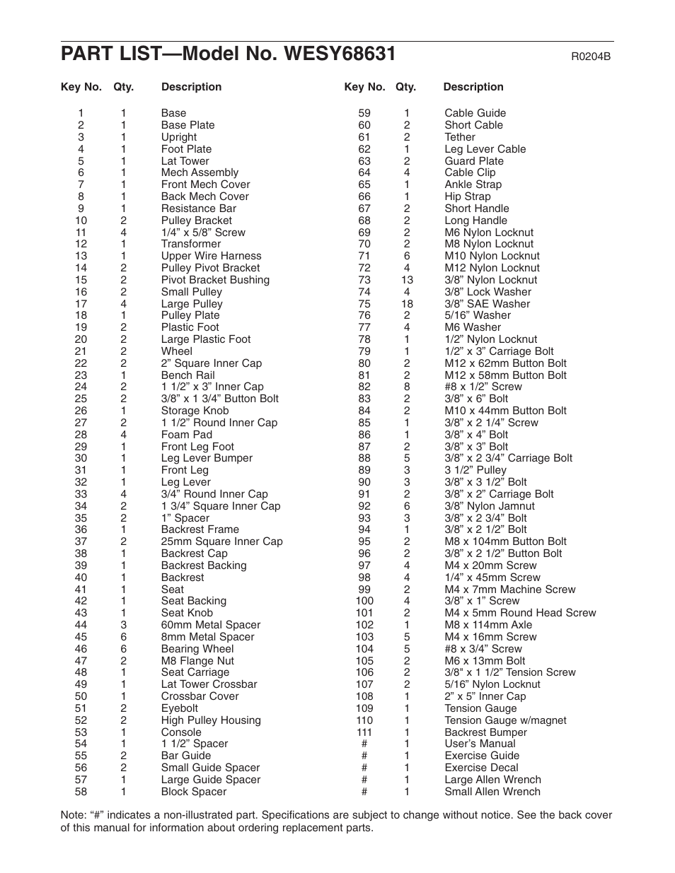 Weider PLATINUM 600 User Manual | Page 25 / 27