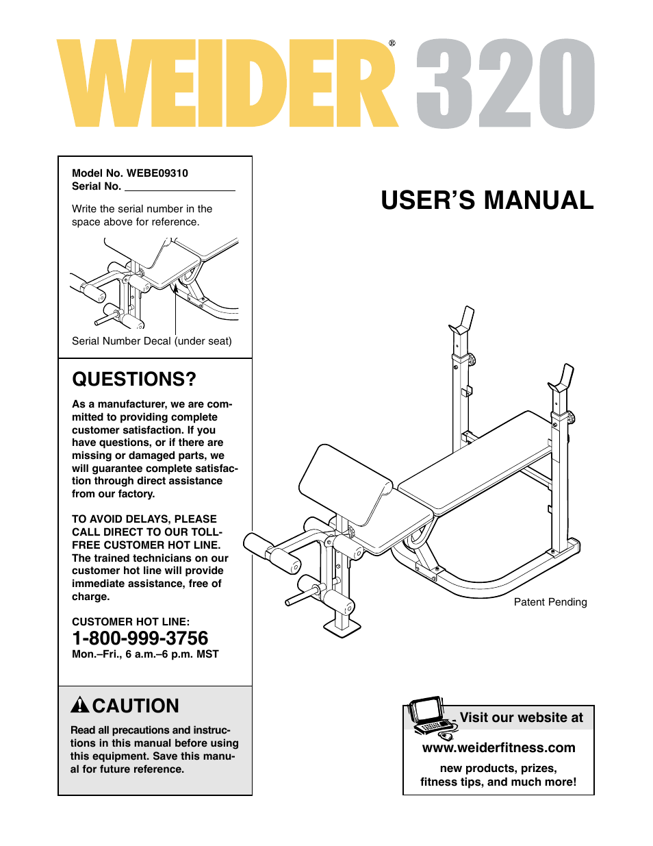 Weider WEBE09310 User Manual | 16 pages