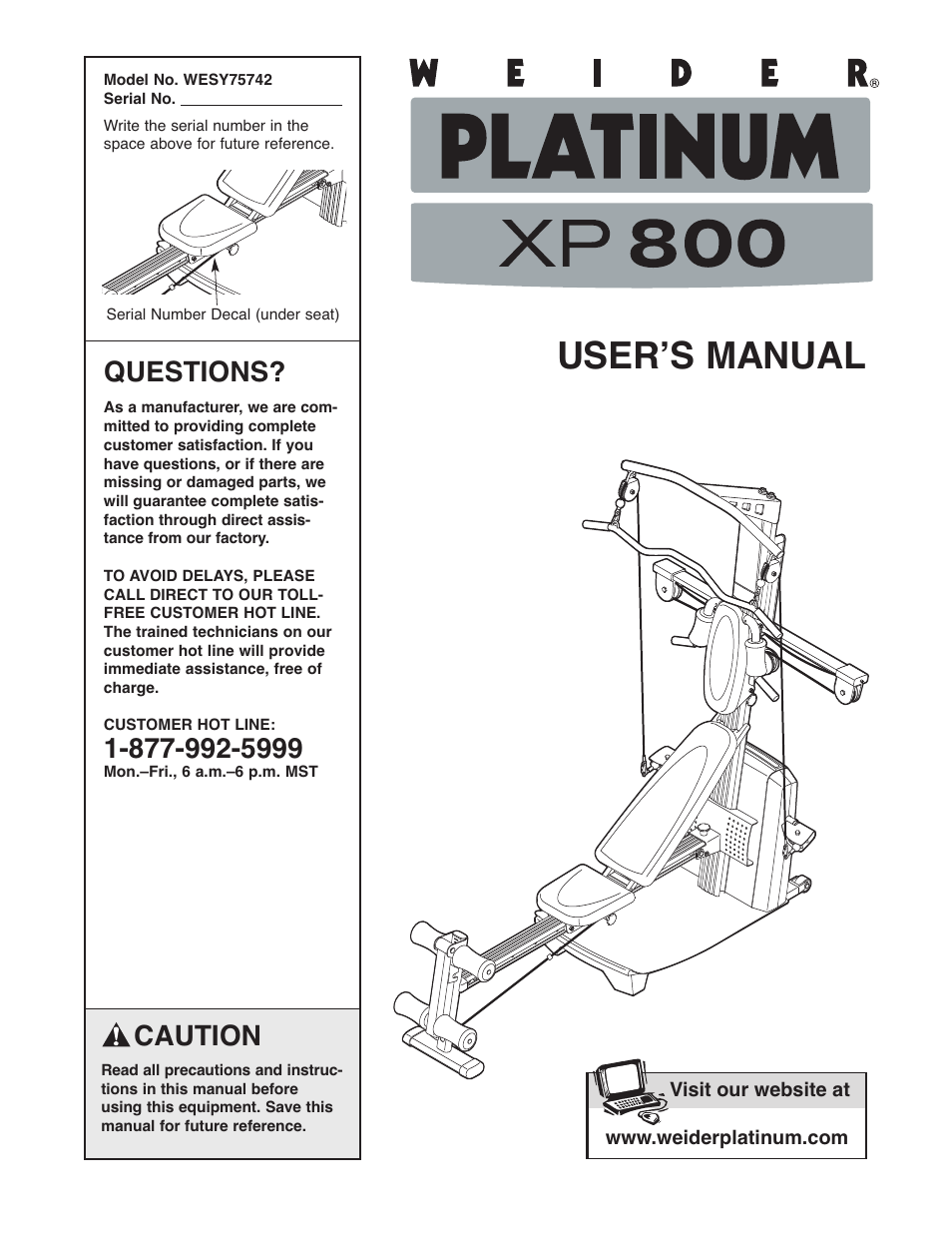 Weider XP 800 WESY75742 User Manual | 27 pages