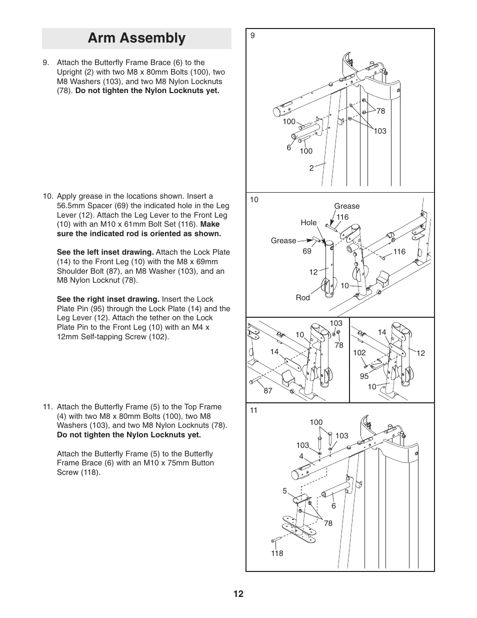 Arm assembly | Weider 831.14622.0 User Manual | Page 12 / 36