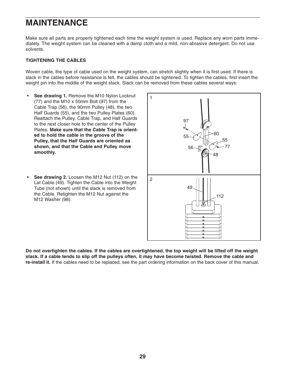 Maintenance | Weider 831.14622.0 User Manual | Page 29 / 36