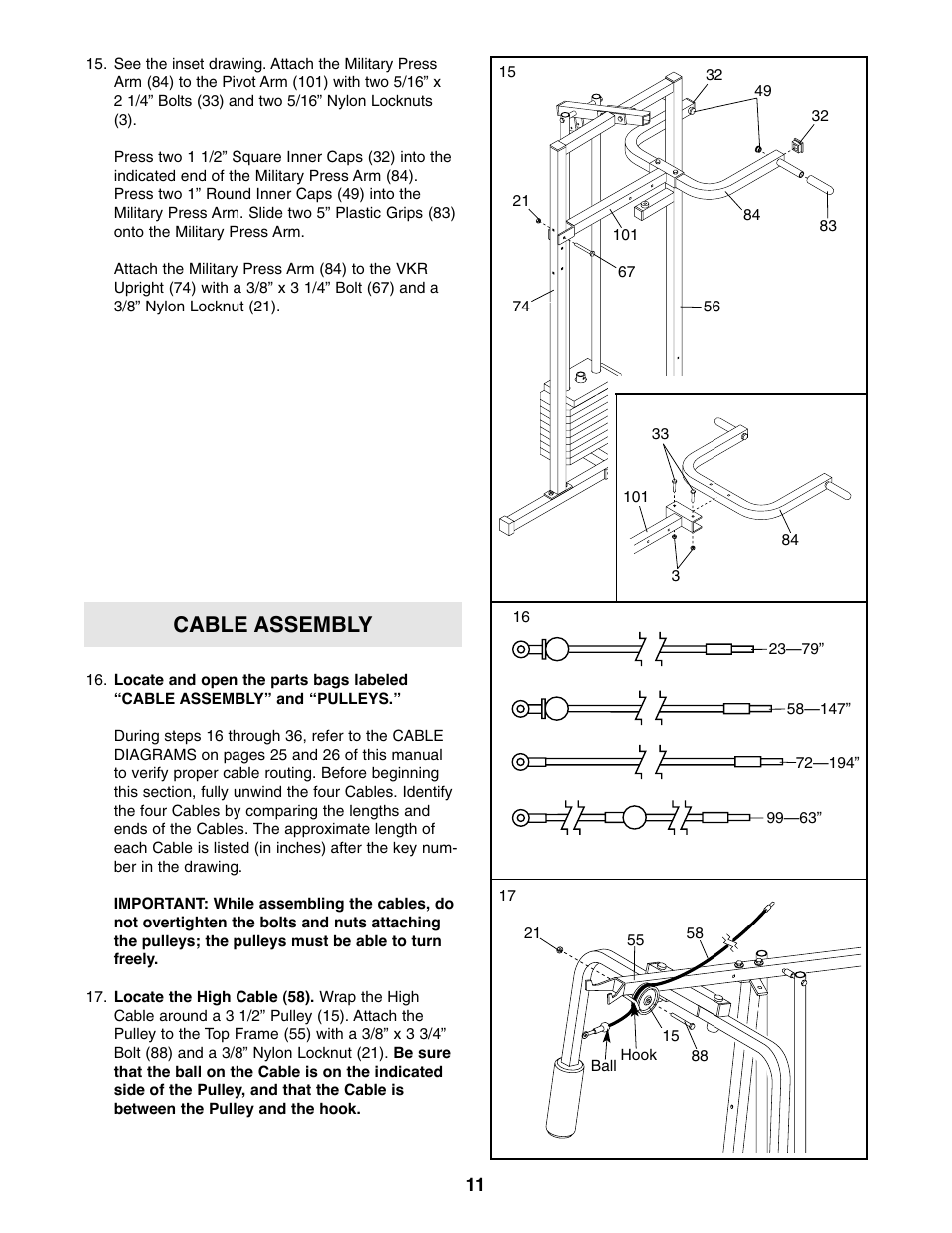Cable assembly | Weider WESY96310 User Manual | Page 11 / 32