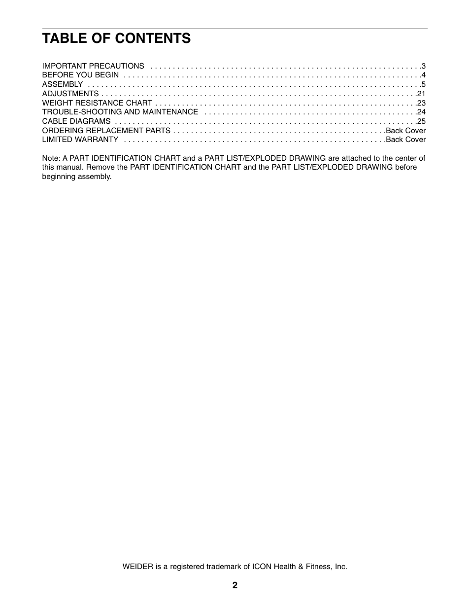 Weider WESY96310 User Manual | Page 2 / 32