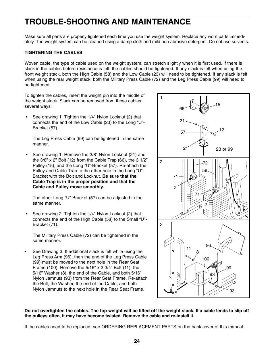 Trouble-shooting and maintenance | Weider WESY96310 User Manual | Page 24 / 32