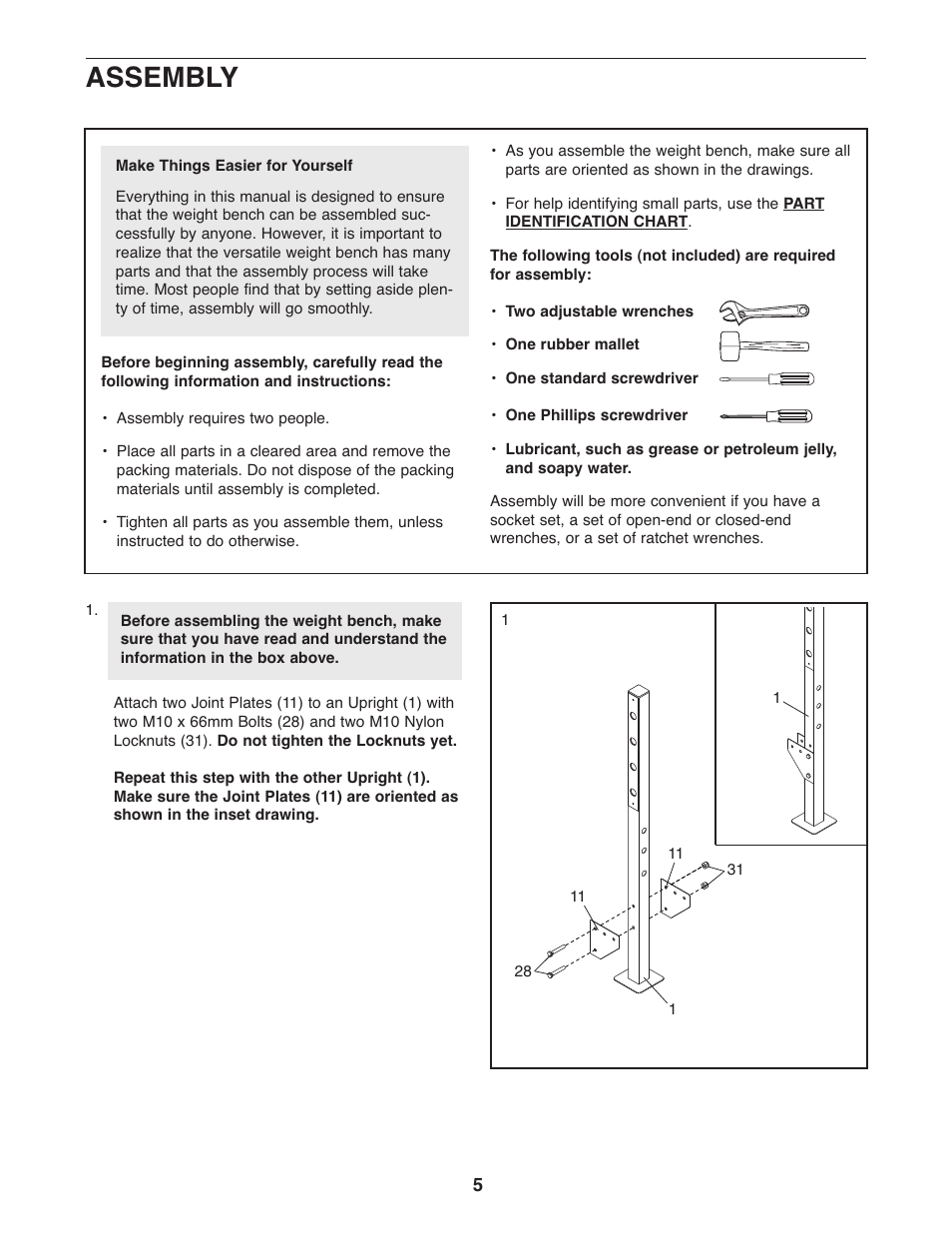Assembly | Weider PRO 240 831.15607.0 User Manual | Page 5 / 15