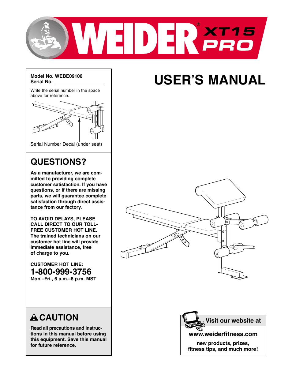 Weider WEBE09100 User Manual | 16 pages