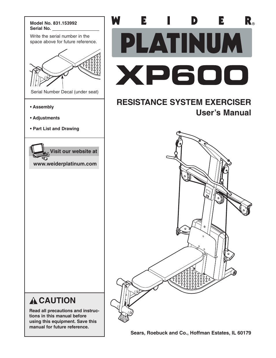 Weider 831.153992 User Manual | 27 pages